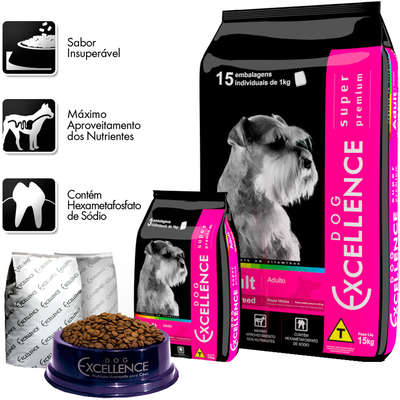 Ração Selecta Dog Excellence Super Premium Cães Adultos Raças Médias Arroz e Frango