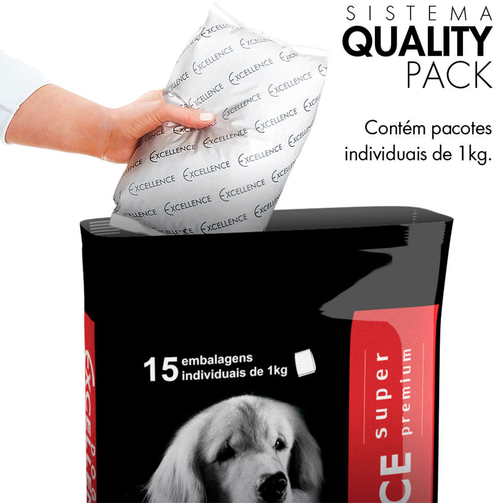Ração Seca Dog Excellence Super Premium Arroz e Frango para Cães Adultos Raças Grandes - 15Kg