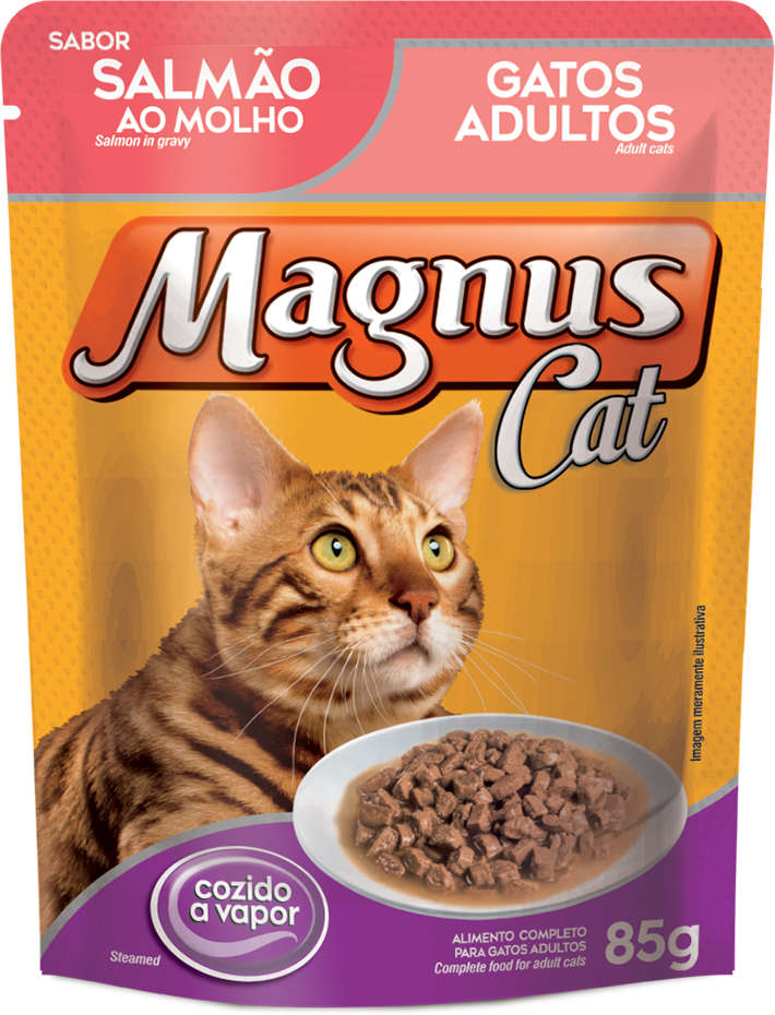 Ração Úmida Magnus Cat Sachê Salmão ao Molho para Gatos Adultos - 54 Unidades