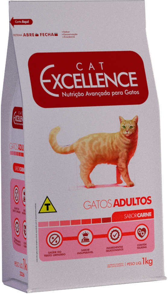 Ração Seca Cat Excellence Carne para Gatos Adultos - 1Kg