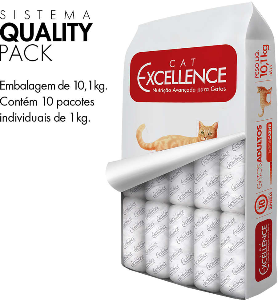 Ração Seca Cat Excellence Carne para Gatos Adultos - 10,1Kg