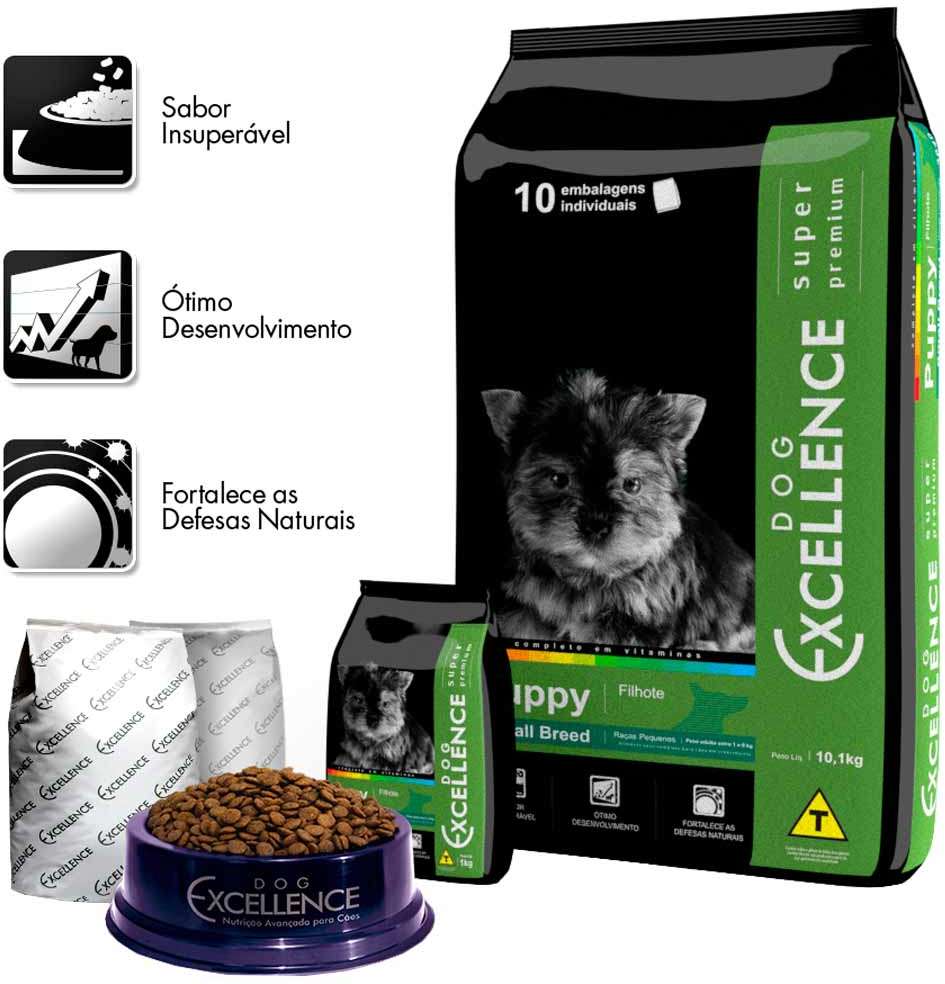 Ração Seca Dog Excellence Super Premium Frango e Arroz para Cães Filhotes Raças Pequenas - 10,1Kg
