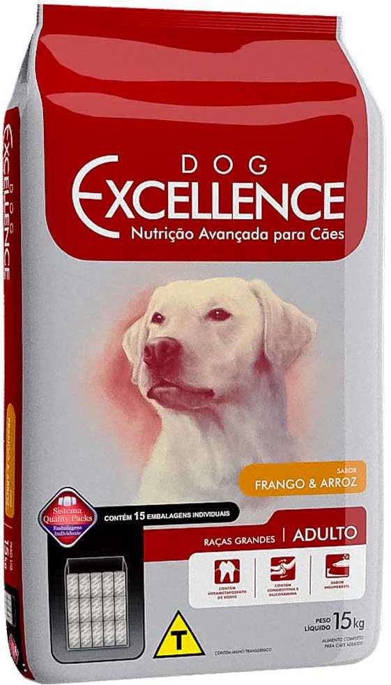 Ração Seca Dog Excellence Frango e Arroz para Cães Adultos Raças Grandes - 15Kg