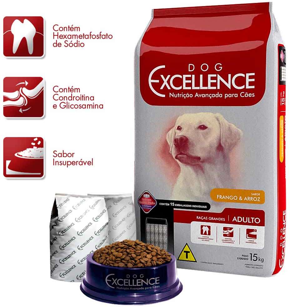 Ração Seca Dog Excellence Frango e Arroz para Cães Adultos Raças Grandes - 15Kg