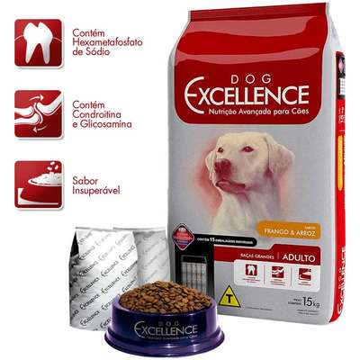 Ração Selecta Dog Excellence Cães Adultos Raças Grandes Frango e Arroz - 15 Kg