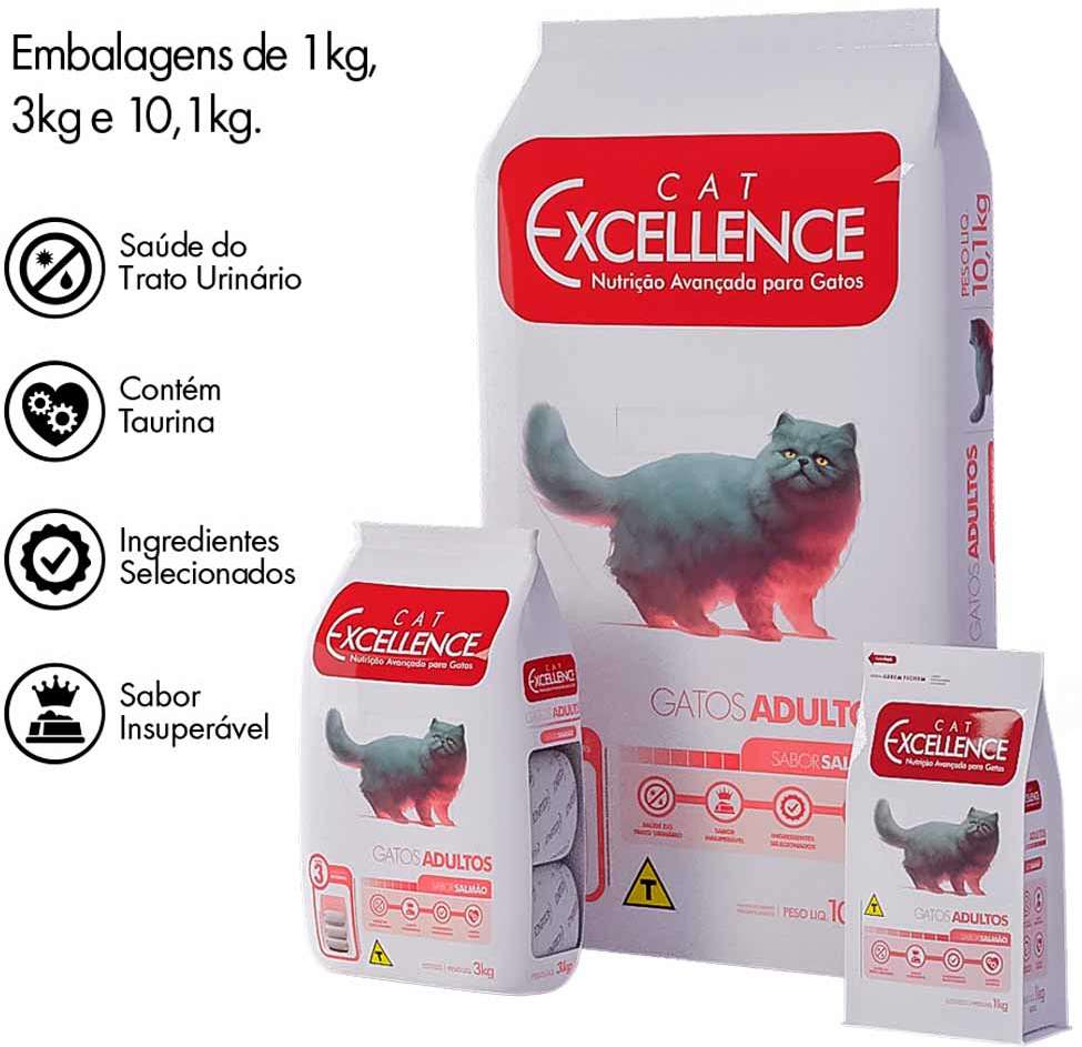 Ração Seca Cat Excellence Salmão para Gatos Adultos - 10,1Kg