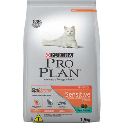Ração Nestlé Purina Pro Plan Cat Sensitive para Gatos Adultos com Pele Sensível.