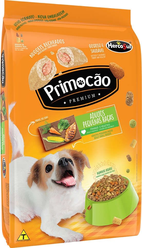 Ração Seca Primocão Premium Original Frango e Vegetais para Cães Adultos de Raças Pequenas - 20Kg