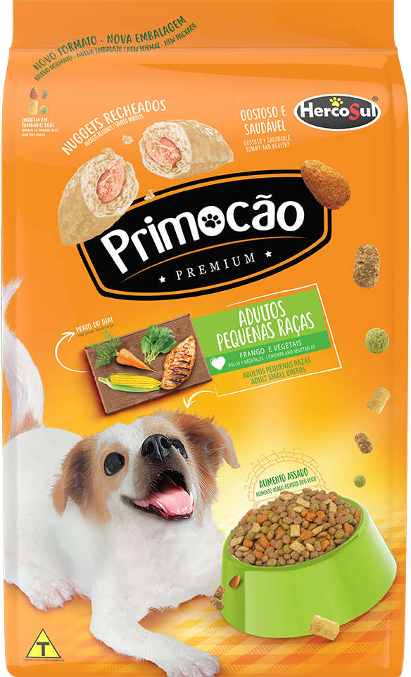 Ração Seca Primocão Premium Original Frango e Vegetais para Cães Adultos de Raças Pequenas - 20Kg