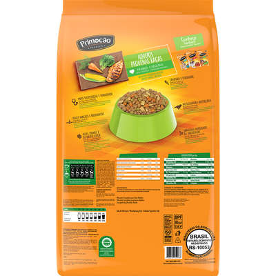 Ração Seca Primocão Premium Original Frango e Vegetais para Cães Adultos de Raças Pequenas