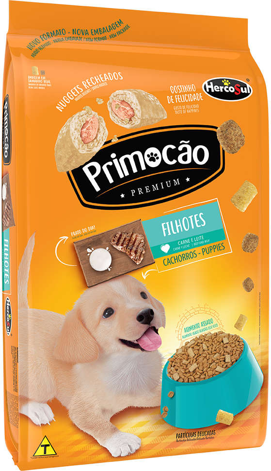Ração Seca Primocão Premium Original Carne e Leite para Cães Filhotes - 20Kg