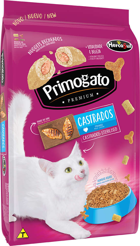 Ração Seca Primogato Premium Original Frango para Gatos Castrados - 10,1Kg