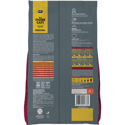 Ração Three Cats Original Sabor Carne para Gatos Adultos Castrados