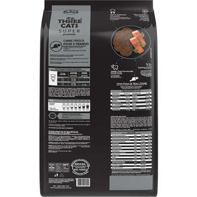 Ração Seca Three Cats Super Premium Salmão para Gatos Castrados 6 Meses +
