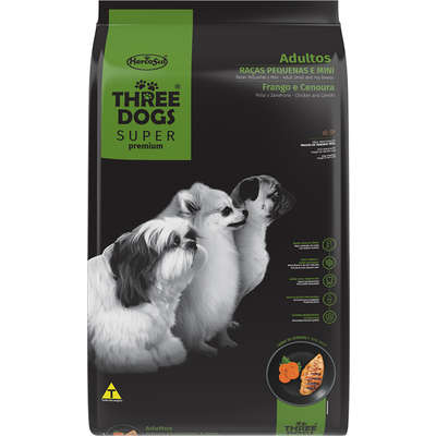 Ração Seca Three Dogs Super Premium Frango e Cenoura para Cães