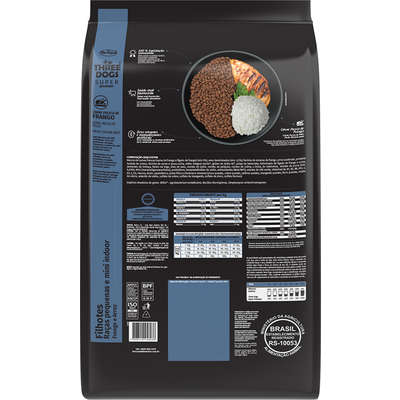 Ração Seca Three Dogs Super Premium Frango e Arroz para Cães Filhotes Raças Pequenas e Mini