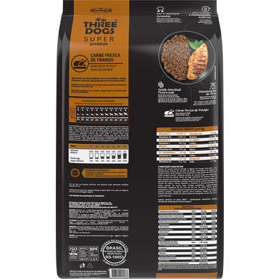 Ração Seca Three Dogs Super Premium Frango e Chá Verde para Cães Sênior 7+