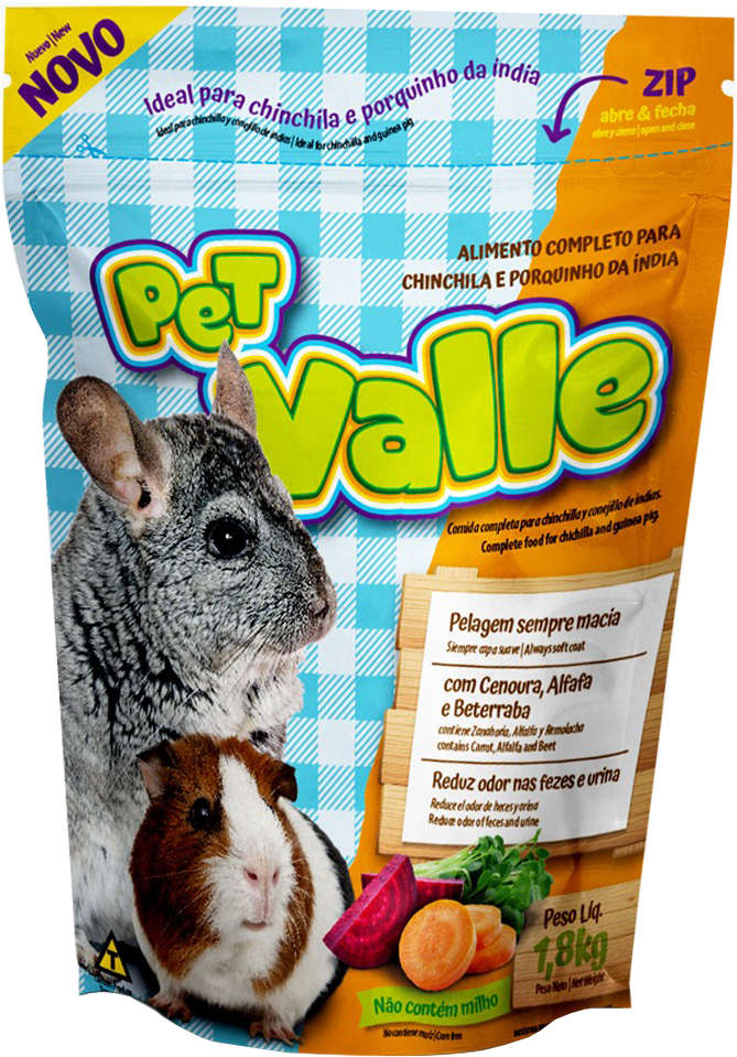 Ração Premium Pet Valle para Chinchila e Porquinho da Índia - 1,8Kg
