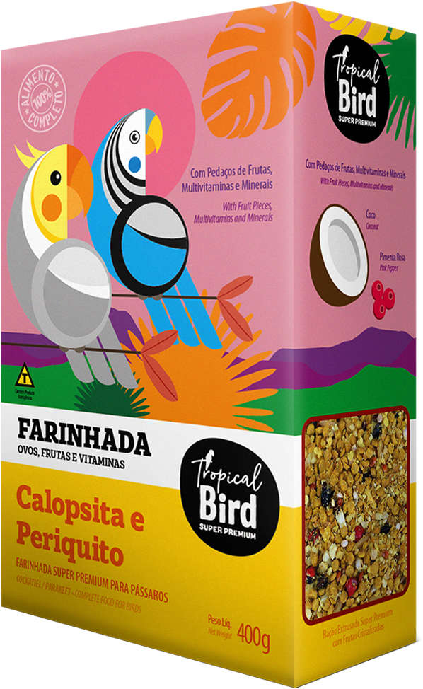 Ração Extrusada Tropical Bird Farinhada Super Premium com Frutas Cristalizadas para Calopsita e Periquito - 400 g