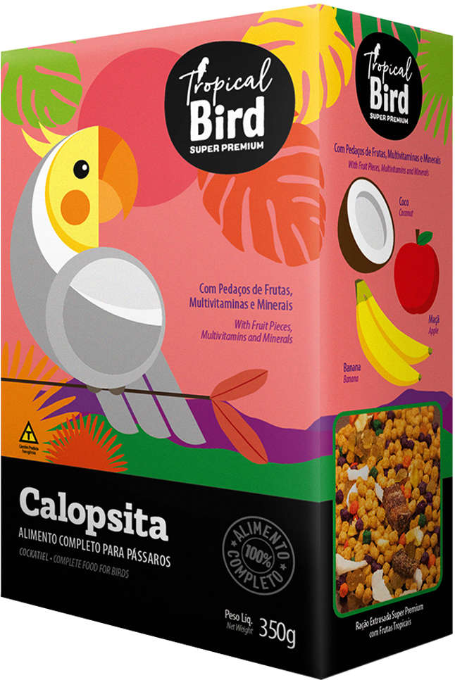 Ração Extrusada Tropical Bird Super Premium com Frutas Tropicais para Calopsita - 350 g