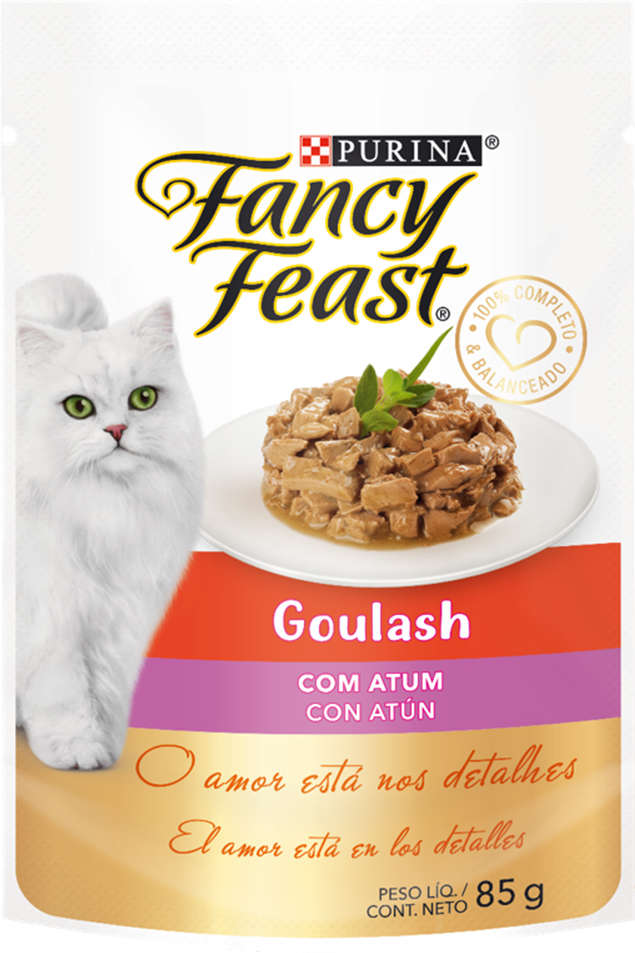 Racão Úmida Nestlé Purina Fancy Feast Sachê Goulash com Atum para Gatos Adultos - 85 g - 45 Unidades