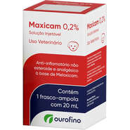 Anti-Inflamatório Ourofino Maxicam 0,2% Solução Injetável para Cães - 20 mL
