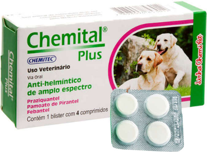 Vermífugo Chemitec Chemital Plus para Cães - 4 Comprimidos