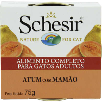 Ração Schesir Nature Cat Atum com Mamão em Lata para Gatos - 75 g