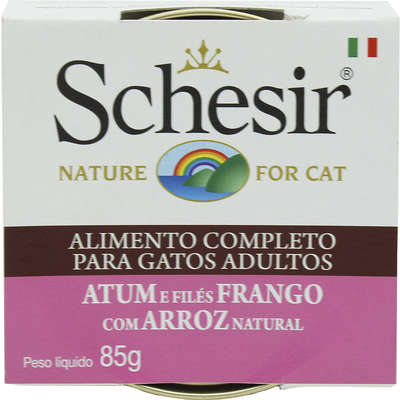 Ração Schesir Nature Cat Atum e Frango com Arroz Natural em Lata para Gatos - 85 g