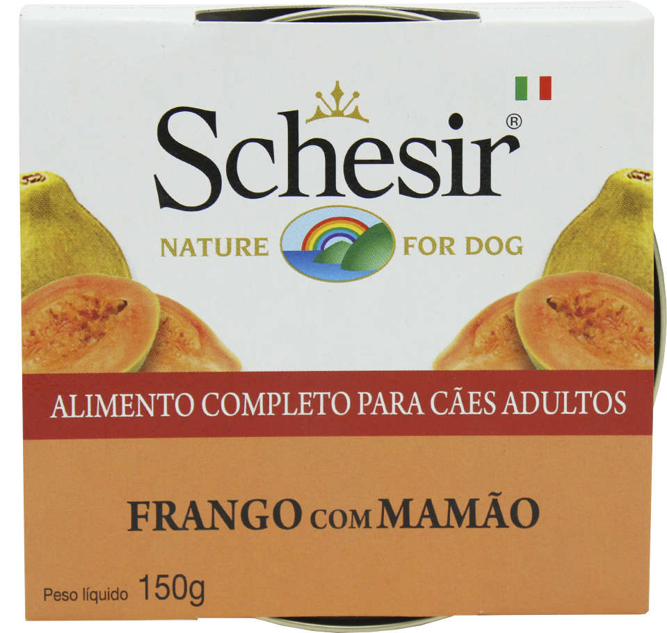 Ração Schesir Nature Dog Frango com Mamão em Lata para Cães - 150 g