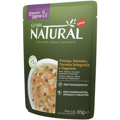 Sachê Guabi Natural Frango, Salmão, Cereias e Vegetais para Gatos Castrados - 85 g