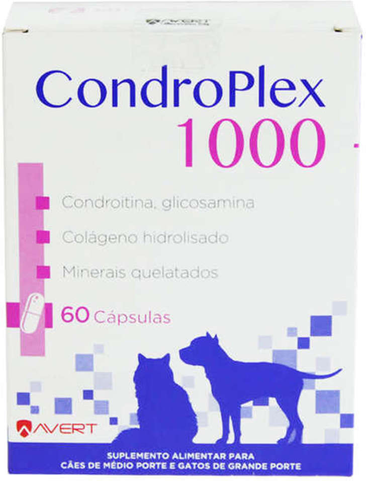 Suplemento Alimentar CondroPlex 1000 para Cães e Gatos de Médio e Grande Porte - 60 Cápsulas