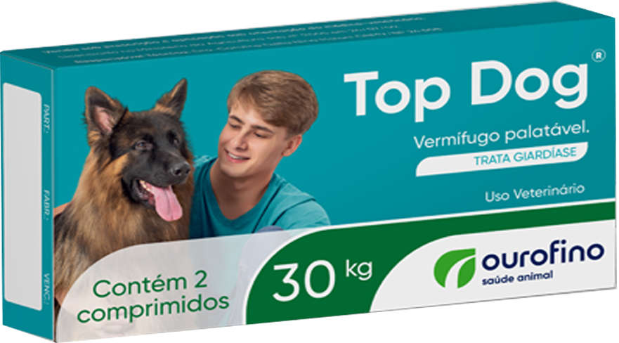 Vermifugo Ourofino Top Dog para Cães de até 30Kg - 2 Comprimidos