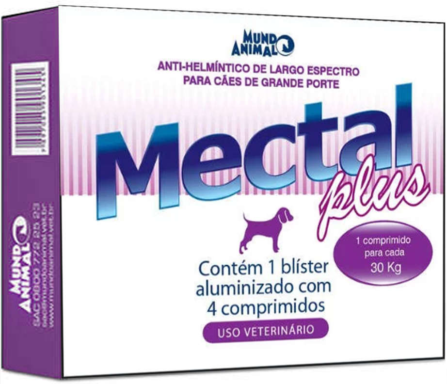 Vermífugo Plus Mundo Animal Mectal para Cães 4 Comprimidos - 1.980 mg