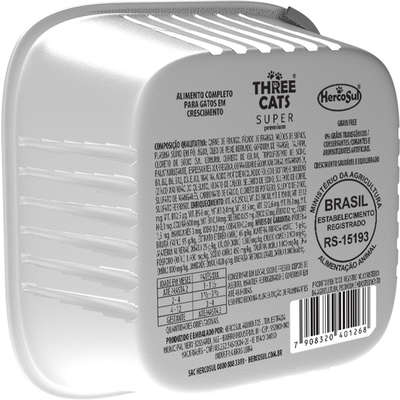 Ração Úmida Three Cats Super Premium Patê Frango para Gatos Filhotes