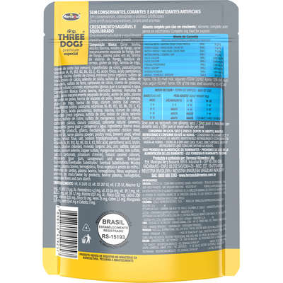 Ração Úmida Three Dogs Sachê Premium Special Pedacinhos de Carne ao Molho Cães Filhotes - 100 g

