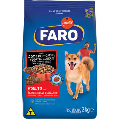 Ração Guabi Faro Adultos Raças Médias e Grandes Cozido de Carne, Fígado e Cereais - 2 Kg