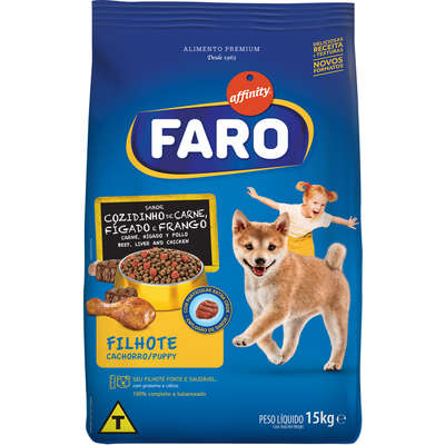 Ração Guabi Faro Cozidinho de Carne, Fígado e Frango para Cães Filhotes - 15 Kg