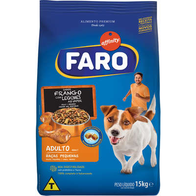 Ração Guabi Faro Raças Pequenas Frango com Legumes e Nuggets Recheados para Cães Adultos - 15 Kg
