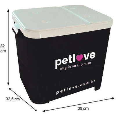 Porta-Ração Petlove para Armazenar até 15 Kg - Preto