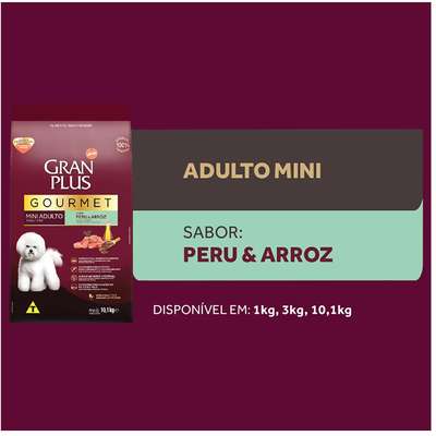 Ração Seca Affinity GranPlus Gourmet Peru & Arroz para Cães Adultos Raças Mini