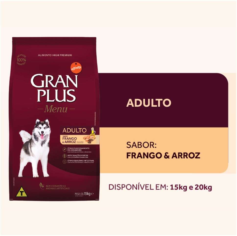 Ração GranPlus Frango e Arroz para Cães Adultos - 20Kg
