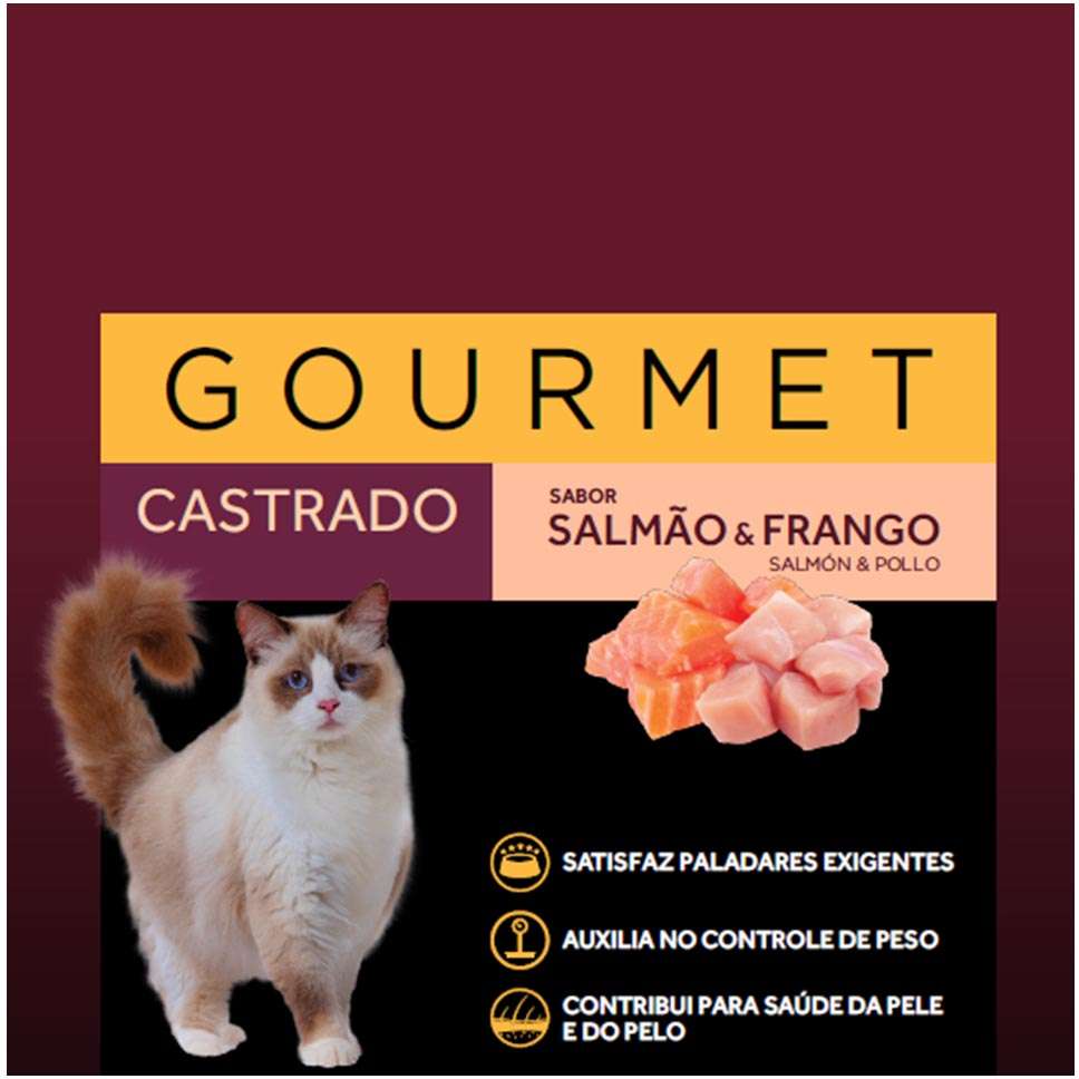 Ração Úmida GranPlus Gourmet Sachê Salmão & Frango para Gatos Castrados - 85 g
