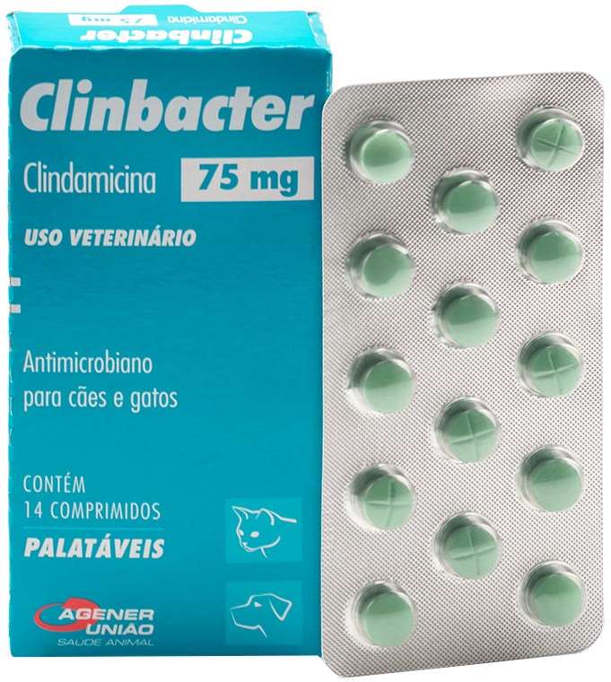 Antimicrobiano Agener União Clinbacter para Cães e Gatos - 75 mg