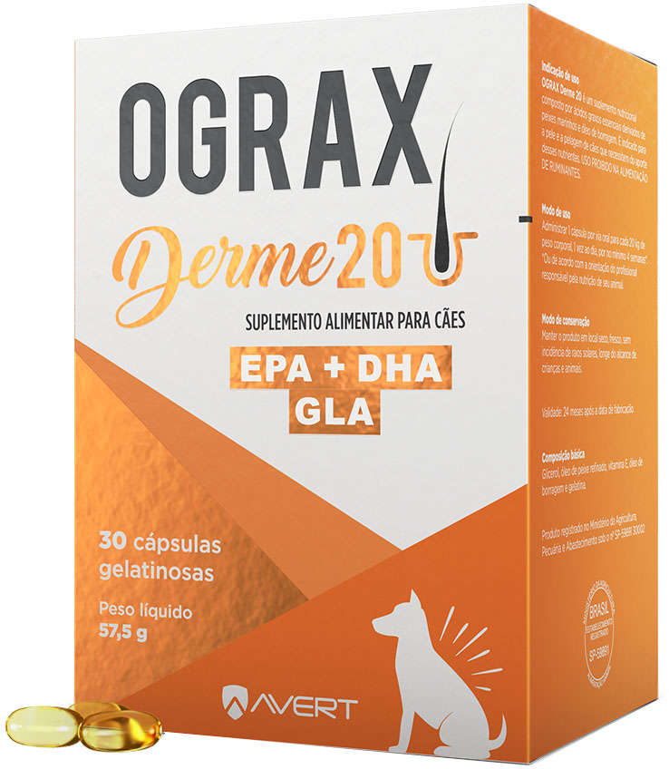 Suplemento Alimentar Avert Ograx Derme 20 Cães - Cães até 20Kg