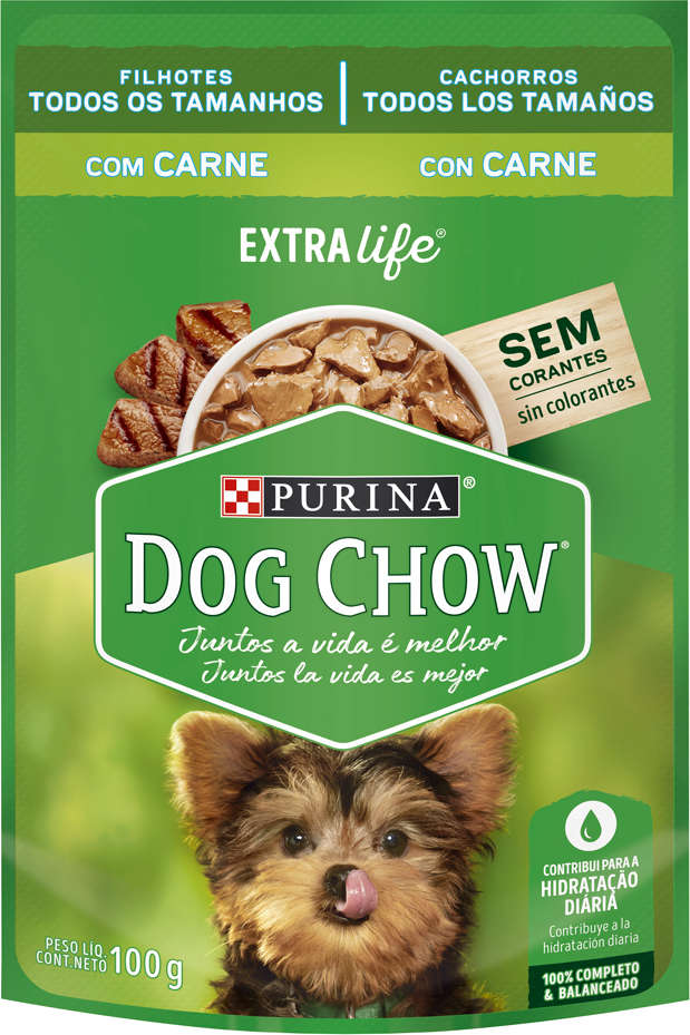 Ração Úmida Nestlé Purina Dog Chow Extra Life Sachê Carne para Cães Filhotes - 100 g