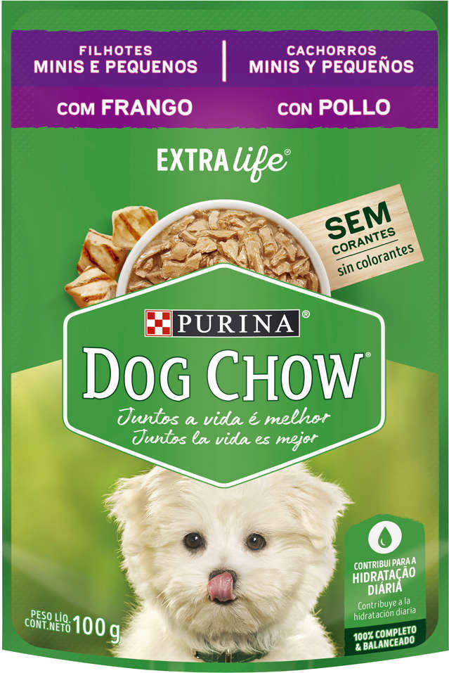 Kit Ração Úmida Nestlé Purina Dog Chow Sachê Frango para Cães Filhotes Raças Minis e Pequenas - 30 Unidades