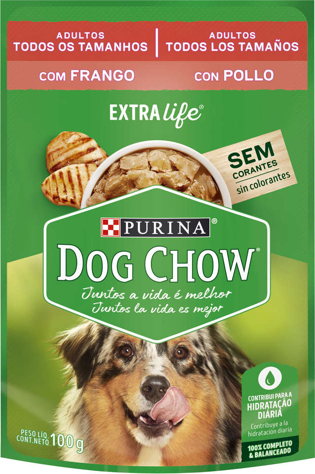 Ração Úmida Nestlé Purina Dog Chow Sachê Frango para Cães Adultos - 100 g