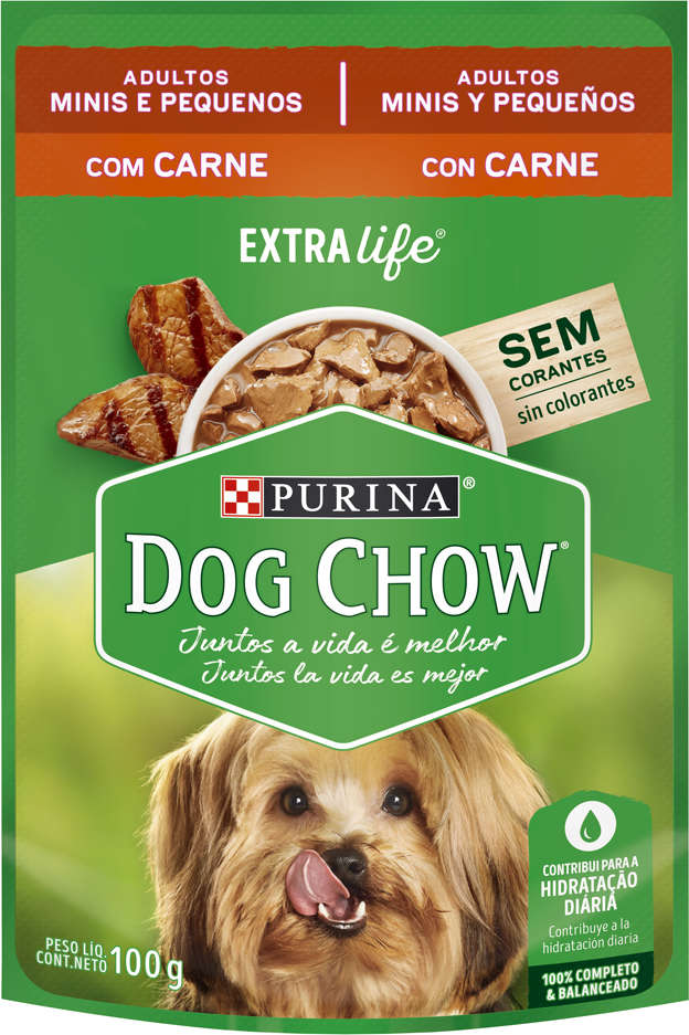 Ração Úmida Nestlé Purina Dog Chow Sachê Carne para Cães Adultos Raças Minis e Pequenas - 100 g