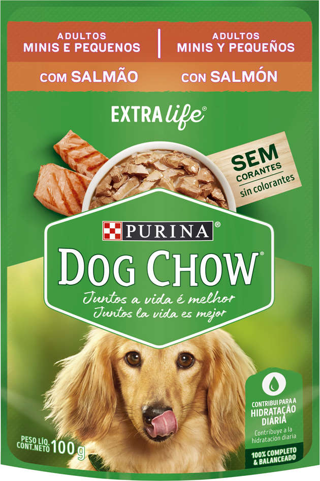 Ração Úmida Nestlé Purina Dog Chow Sachê Salmão para Cães Adultos Raças Minis e Pequenas - 100 g